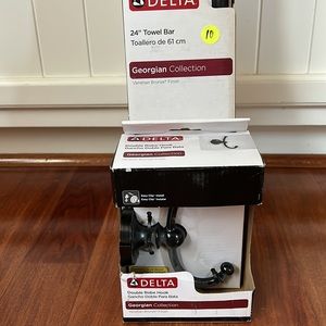 towel bar and double robe hook venetian bronze